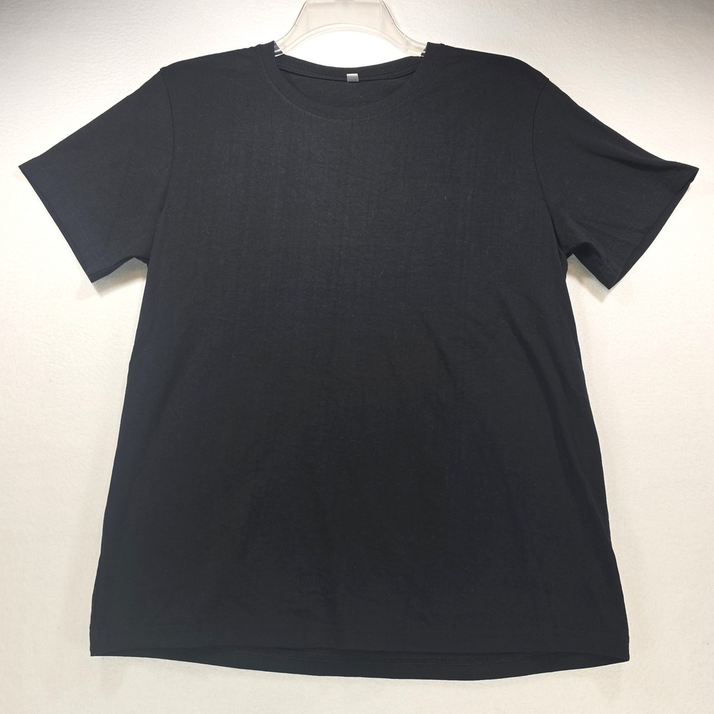 Unbranded Womens Black 100% Cotton Crew Neck Short Sleeve T-Shirt Size 2XL